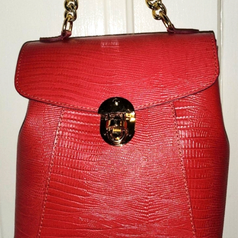 Divina Firenze Trilli Green Italian Leather Convertible Backpack Crossbody Bag